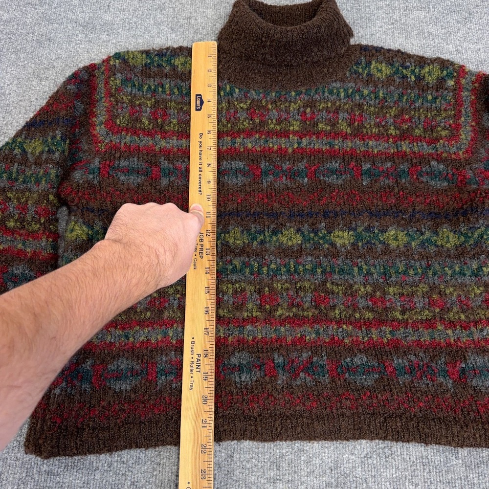 VINTAGE GAP Sweater Womens Large 90s Y2K Brown Fair Isle Cottagecore Mohair Wool - Picture 4 of 8